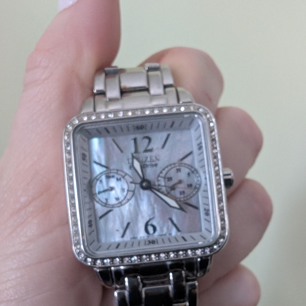 Citizen Mother Of Pearl Eco Drive Silver Square Watch - Picture 3 of 17